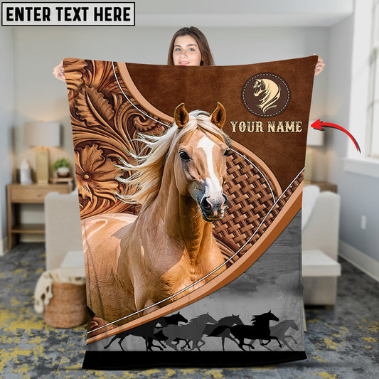 Joycorners Custom Name Palomino Horse Carving Pattern 3D Blanket