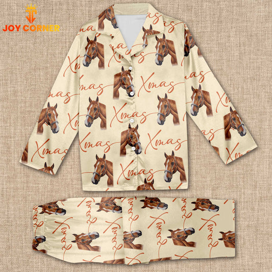 Joycorners Horse Christmas Pattern 3D Pajamas