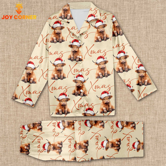 Joycorners Cow Christmas Pattern 3D Pajamas