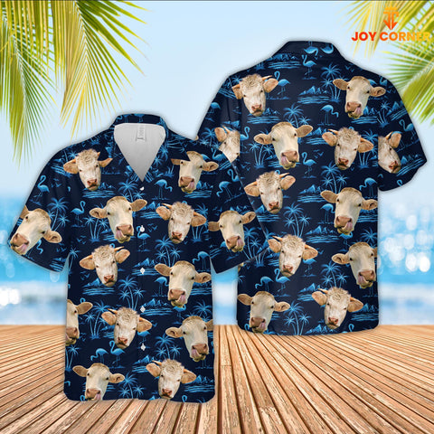 JoyCorners Charolais Cattle Hawaiian Shirt
