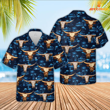 JoyCorners Texas Longhorn Cattle Hawaiian Shirt