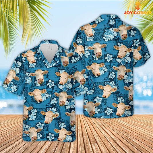 JoyCorners Charolais Cattle Hawaiian Shirt