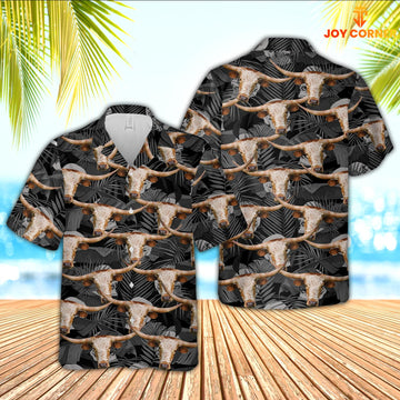 JoyCorners Texas Longhorn Cattle Hawaiian Shirt