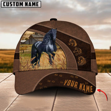 Joycorners Horse Lovers Leather Pattern Customized Name Cap