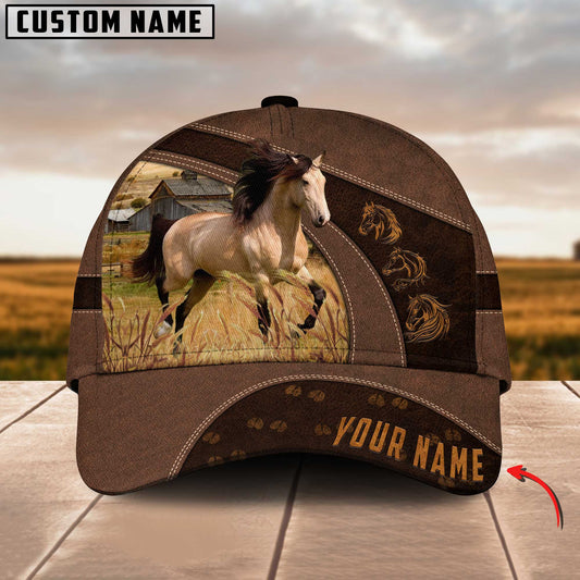 Joycorners Horse Lovers Leather Pattern Customized Name Cap