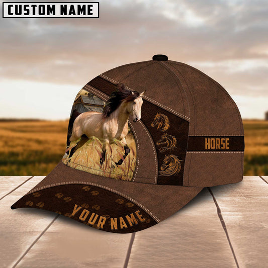 Joycorners Horse Lovers Leather Pattern Customized Name Cap