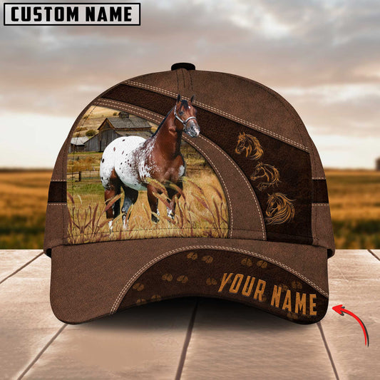 Joycorners Horse Lovers Leather Pattern Customized Name Cap