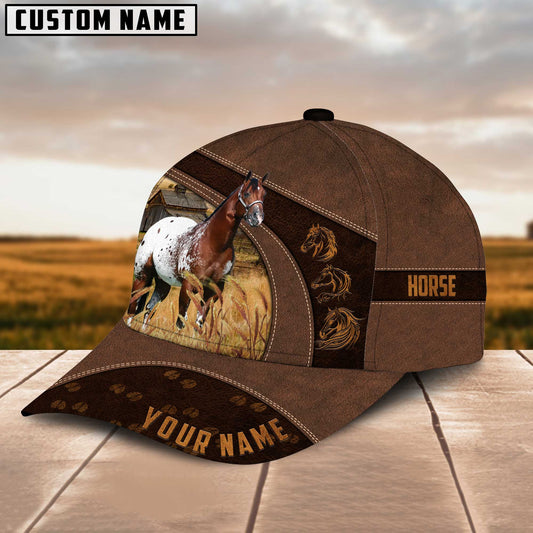 Joycorners Horse Lovers Leather Pattern Customized Name Cap