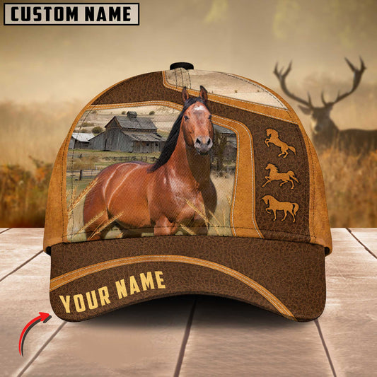 Joycorners Brown Horse Customized Name Cap