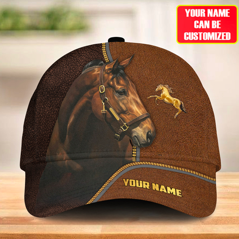 JoyCorners Brown Horse Customized Name Cap