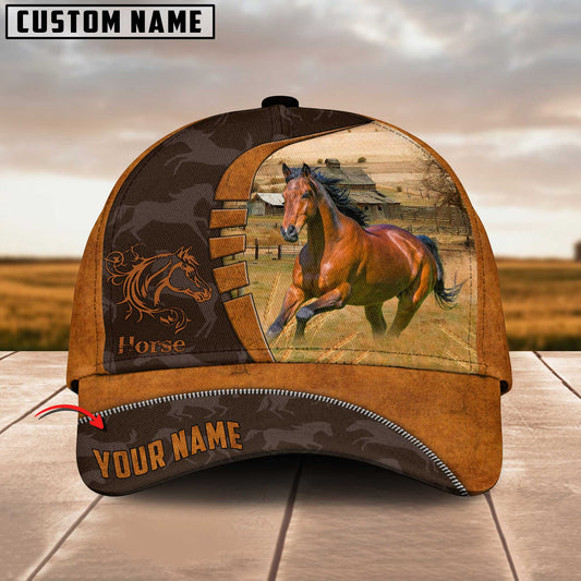 JoyCorners Brown Horse Customized Name Cap