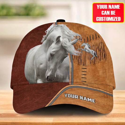 Joycorners White Horse Customized Name Cap