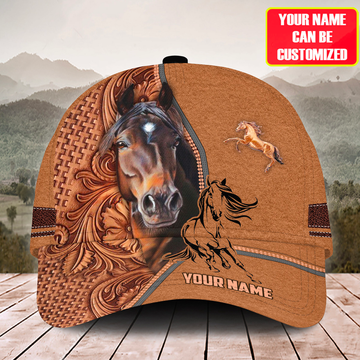 JoyCorners Brown Horse Customized Name Cap