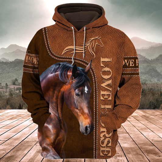 Joycorners Brown Horse Lovers 3D Hoodie