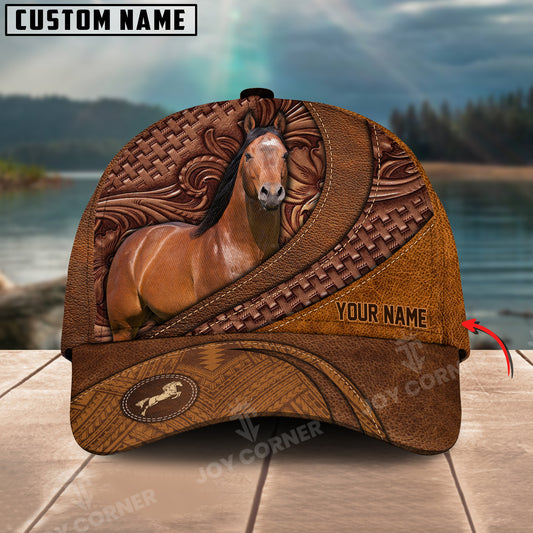 Joycorners American Quarter Horse Carving Leather Pattern Custom Name 3D Classic Cap