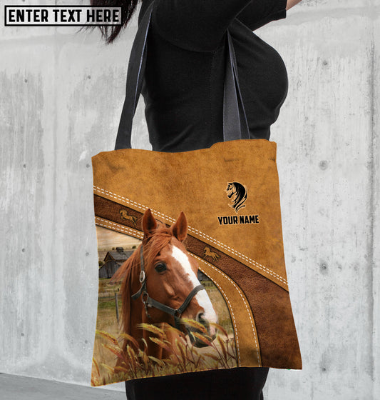 Joycorners Thoroughbred Horse Farm Lovers Custom Name 3D Tote Bag