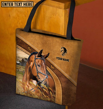 Joycorners Warmblood Horse Farm Lovers Custom Name 3D Tote Bag