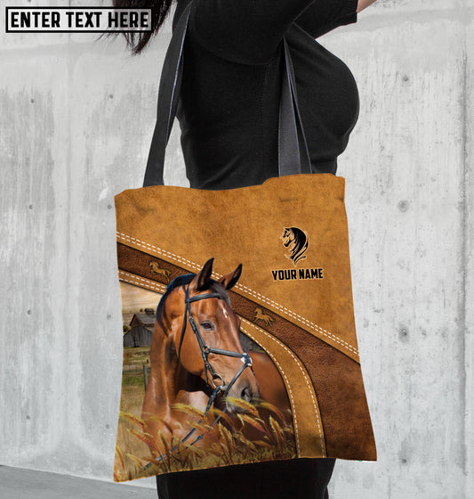 Joycorners Warmblood Horse Farm Lovers Custom Name 3D Tote Bag