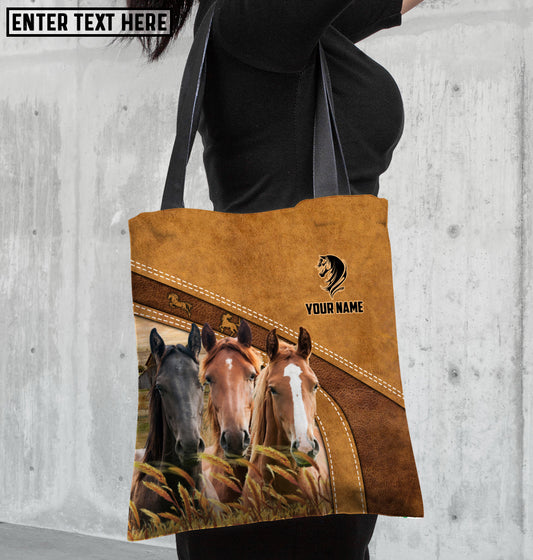Joycorners Horse Farm Lovers Custom Name 3D Tote Bag
