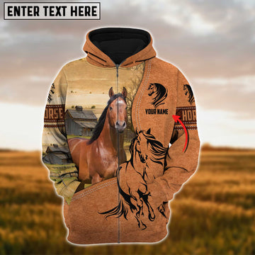 Joycorners Custom Name Farm Horse Lovers 3D Printed Hoodie