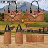 JC American Quarter Horse Center Zip Pattern Custom Name 3D Leather Handbag