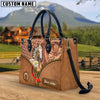 JC Palomino Horse Center Zip Pattern Custom Name 3D Leather Handbag