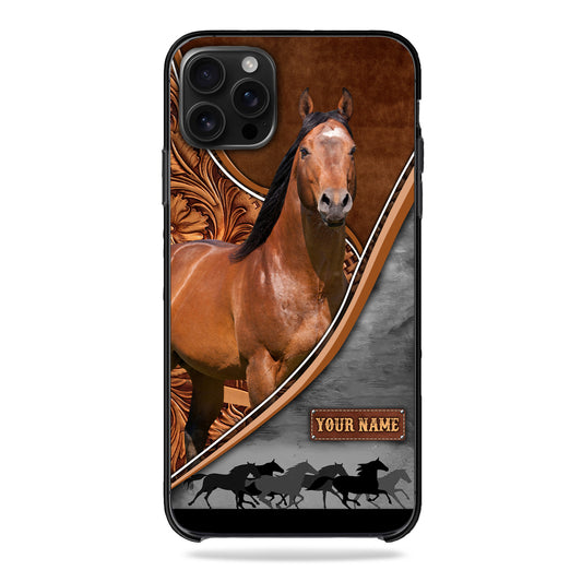 Joycorners American Quarter Horse Leather Pattern Custom Name Phone Case - Iphone