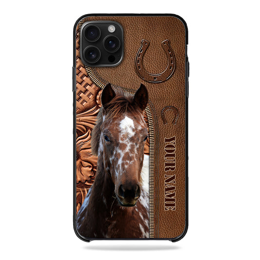 Joycorners Appaloosa Horse Leather Pattern Custom Name Phone Case - Iphone