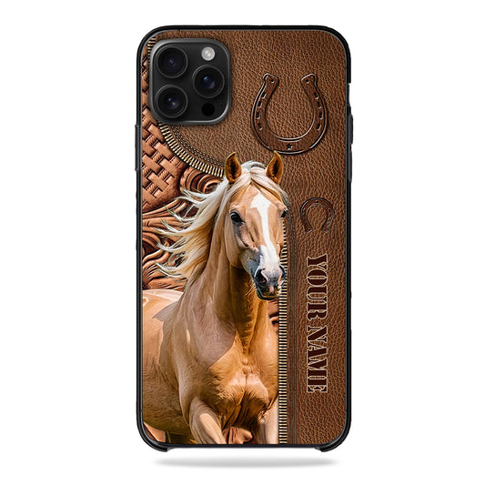 Joycorners Palomino Horse Leather Pattern Custom Name Phone Case - Iphone