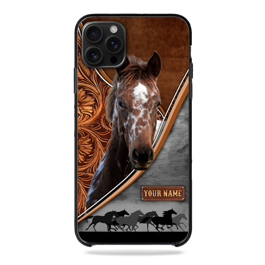 Joycorners Appaloosa Horse Leather Pattern Custom Name Phone Case - Iphone