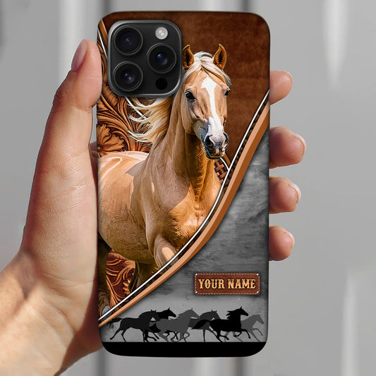 Joycorners Palomino Horse Leather Pattern Custom Name Phone Case - Iphone