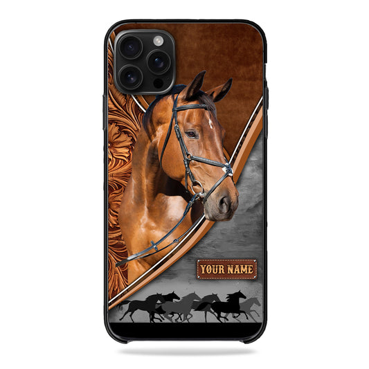 Joycorners Warmblood Horse Leather Pattern Custom Name Phone Case - Iphone