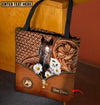 Joycorners Daisy Appaloosa Horse Carving Leather Pattern Custom Name 3D Tote Bag