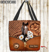 Joycorners Daisy Appaloosa Horse Carving Leather Pattern Custom Name 3D Tote Bag