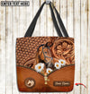 Joycorners Daisy Warmblood Horse Carving Leather Pattern Custom Name 3D Tote Bag