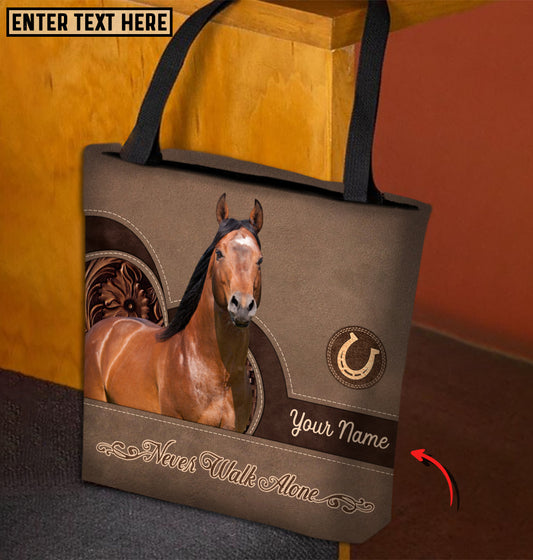 Joycorners American Quarter Horse Never Walk Alone Custom Name 3D Tote Bag