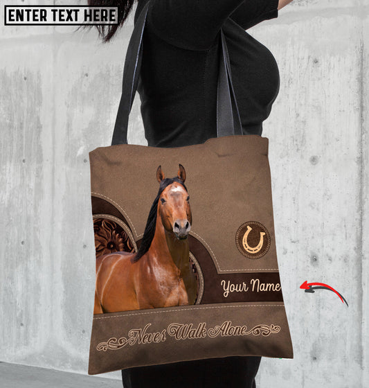 Joycorners American Quarter Horse Never Walk Alone Custom Name 3D Tote Bag