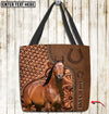 Joycorners American Quarter Horse Carving Leather Pattern Custom Name 3D Tote Bag