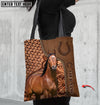 Joycorners American Quarter Horse Carving Leather Pattern Custom Name 3D Tote Bag