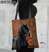 Joycorners Friesian Horse Carving Leather Pattern Custom Name 3D Tote Bag