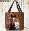 Joycorners Appaloosa Horse Carving Leather Pattern Custom Name 3D Tote Bag