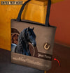 Joycorners Friesian Horse Never Walk Alone Custom Name 3D Tote Bag