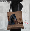 Joycorners Friesian Horse Never Walk Alone Custom Name 3D Tote Bag