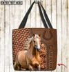 Joycorners Palomino Horse Carving Leather Pattern Custom Name 3D Tote Bag