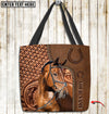 Joycorners Warmblood Horse Carving Leather Pattern Custom Name 3D Tote Bag