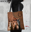 Joycorners Three Horses Lovers Carving Leather Pattern Custom Name 3D Tote Bag