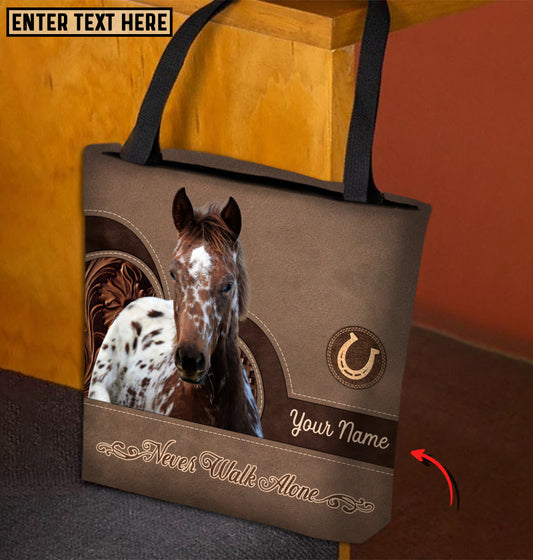 Joycorners Appaloosa Horse Never Walk Alone Custom Name 3D Tote Bag