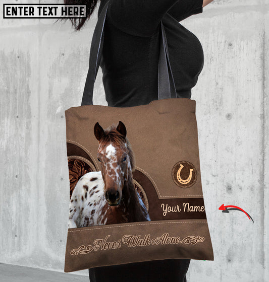Joycorners Appaloosa Horse Never Walk Alone Custom Name 3D Tote Bag