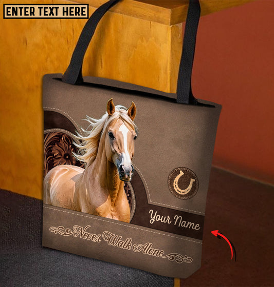 Joycorners Palomino Horse Never Walk Alone Custom Name 3D Tote Bag