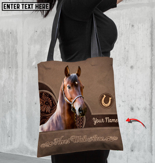Joycorners Morgan Horse Never Walk Alone Custom Name 3D Tote Bag